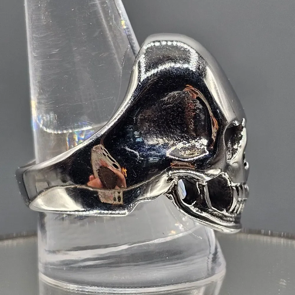 Mens Skull Biker Ring Stainless Steel Gothic Figural Metal Halloween 3D Size 10